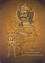 Click to the website of Sanatan Society for a larger image of this Planet Rahu painting
