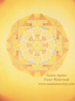 Click to the website of Sanatan Society for a larger image of this Jupiter Yantra painting